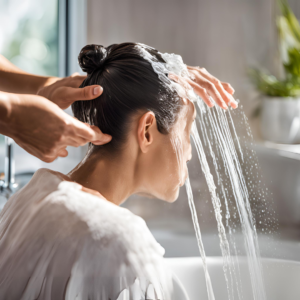 Transplantation, A person gently washing their hair with a mild shampoo, following aftercare instructions after the procedure