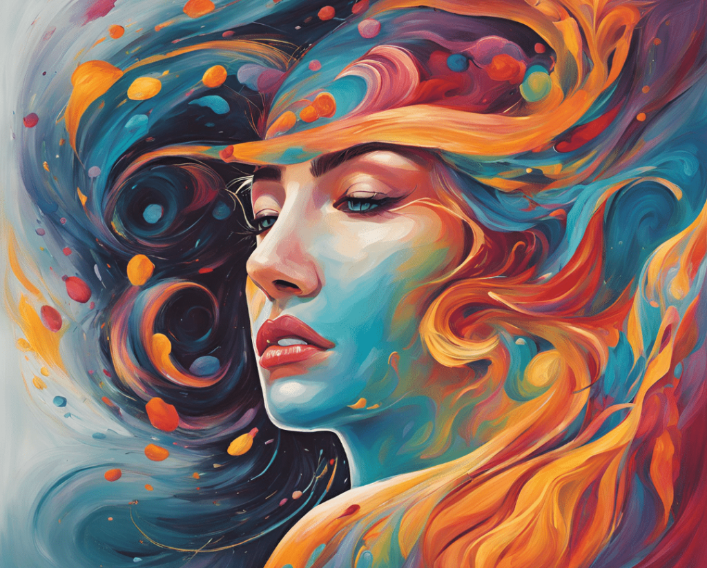 Art Design of the girl face with multiple art classic colors