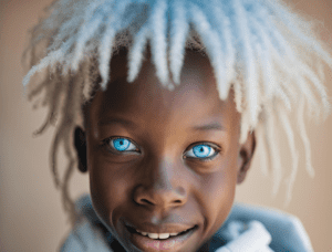 albino black person with blue eyes children