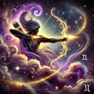 A dynamic and unique artistic depiction of Sagittarius