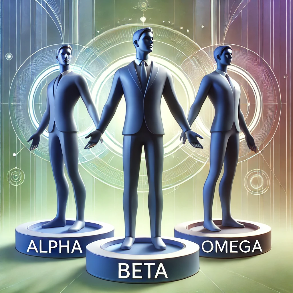 A conceptual illustration representing human social hierarchies, focusing on the Alpha, Beta Omega Test.