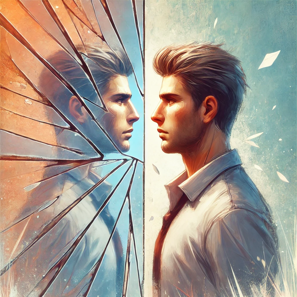 A visually engaging feature image for an article about narcissism and personal transformation. stop being a Narcissist